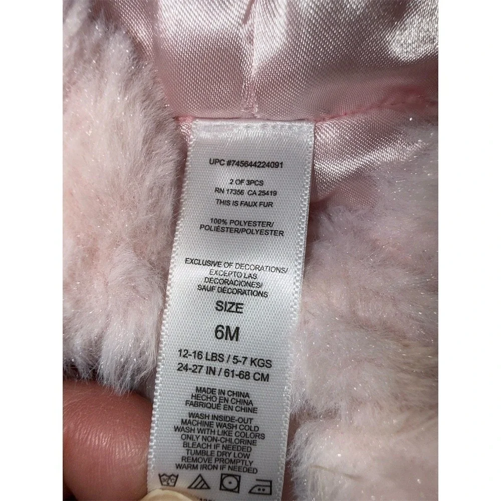 Little Me Baby Girls Hooded Coat Jacket Pink Snap Front‎ Bow Size 6M cozycore